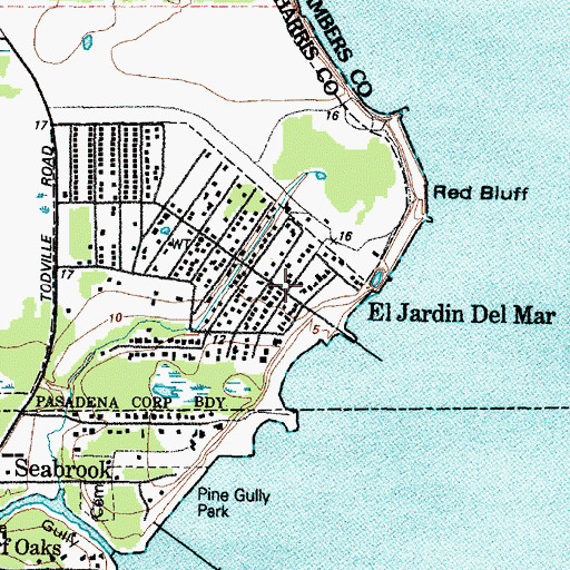 Topographic Map of El Jardin Del Mar, TX