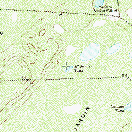 Topographic Map of El Jardin Tank, TX