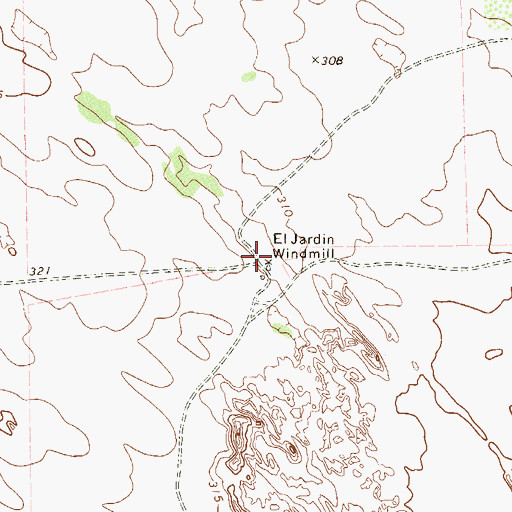 Topographic Map of El Jardin Windmill, TX