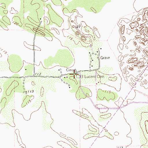 Topographic Map of El Lucero Cemetery, TX