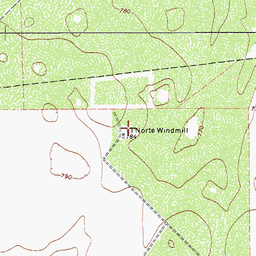 Topographic Map of El Norte Windmill, TX