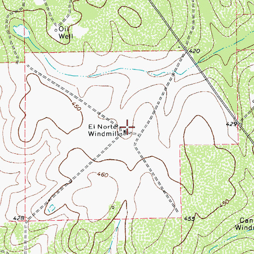 Topographic Map of El Norte Windmill, TX