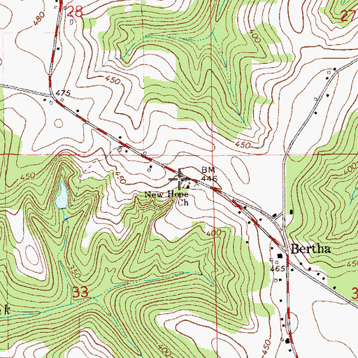 Topographic Map of New Hope School (historical), AL