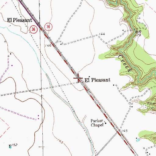 Topographic Map of El Pleasant, TX