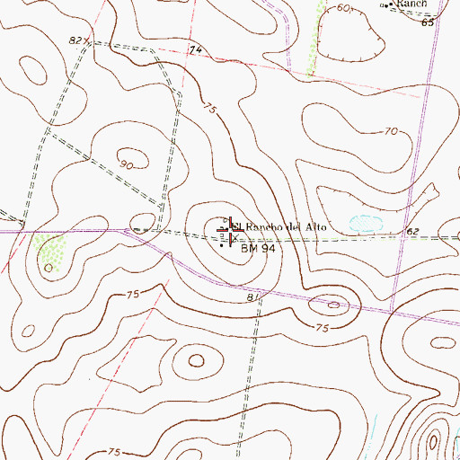 Topographic Map of El Rancho del Alto, TX