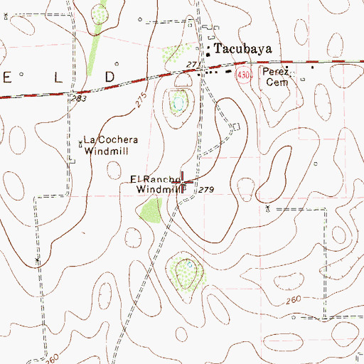 Topographic Map of El Rancho Windmill, TX