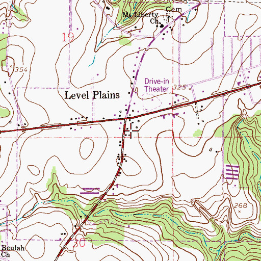 Topographic Map of Pine Level School (historical), AL
