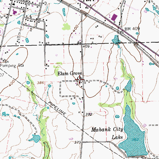 Topographic Map of Elam Grove Church, TX