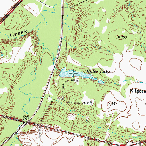 Topographic Map of Elder Lake, TX