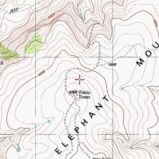 Topographic Map of Elephant Mountain, TX