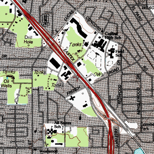 Topographic Map of Eleventh Street Church, TX