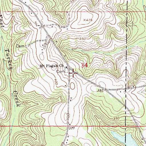 Topographic Map of Pisgah School (historical), AL