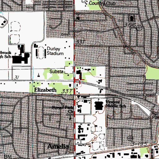 Topographic Map of Elizabeth, TX