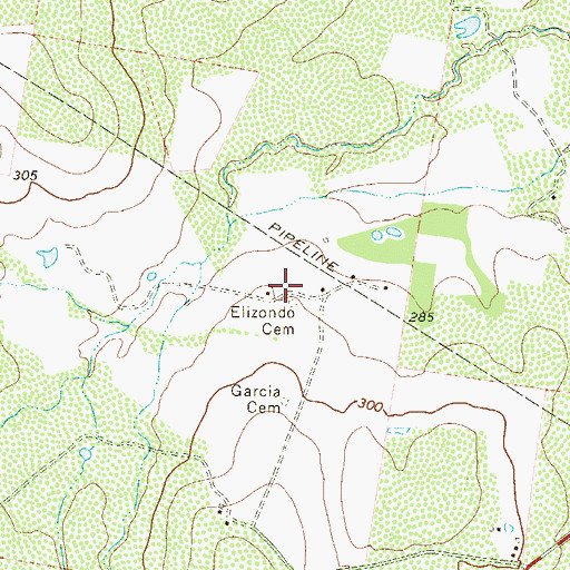 Topographic Map of Elizondo Cemetery, TX