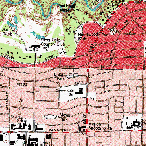 Topographic Map of Elliott Park, TX