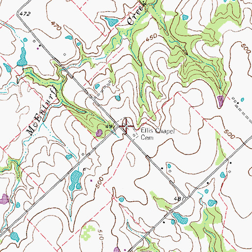 Topographic Map of Ellis Chapel Cemetery, TX