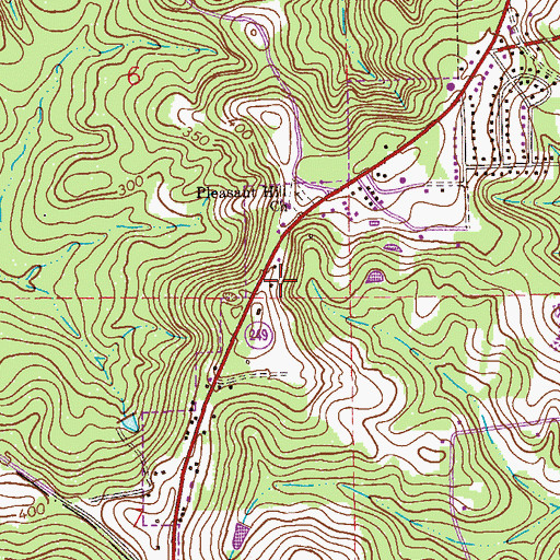 Topographic Map of Pleasant Hill, AL