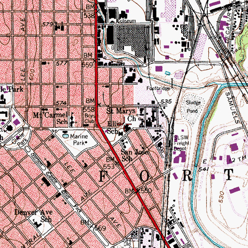 Topographic Map of Ellis School, TX