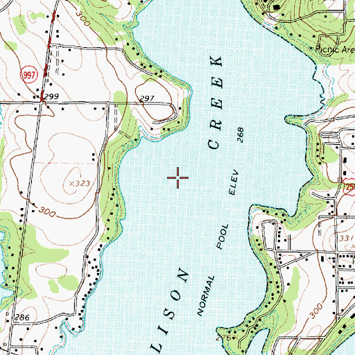 Topographic Map of Ellison Creek Reservoir, TX