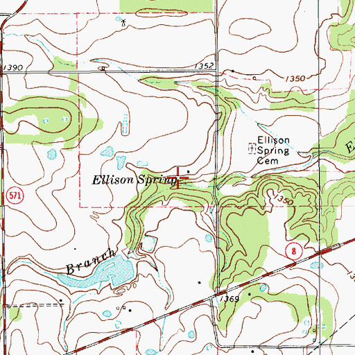 Topographic Map of Ellison Spring, TX