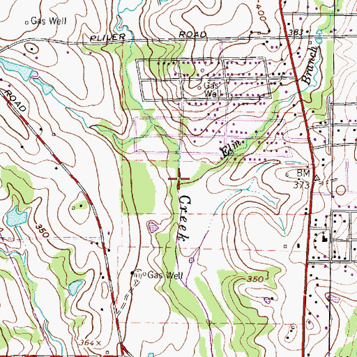 Topographic Map of Elm Branch, TX