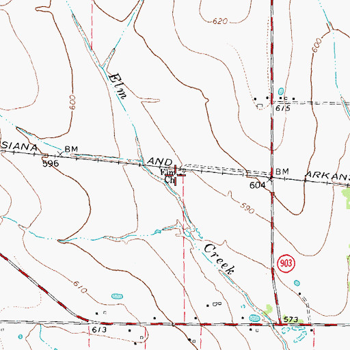 Topographic Map of Elm Church, TX