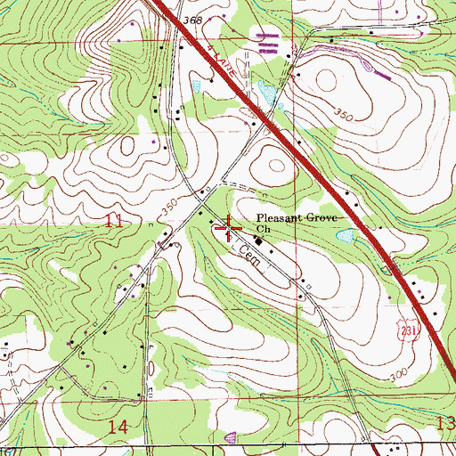Topographic Map of Powell School (historical), AL