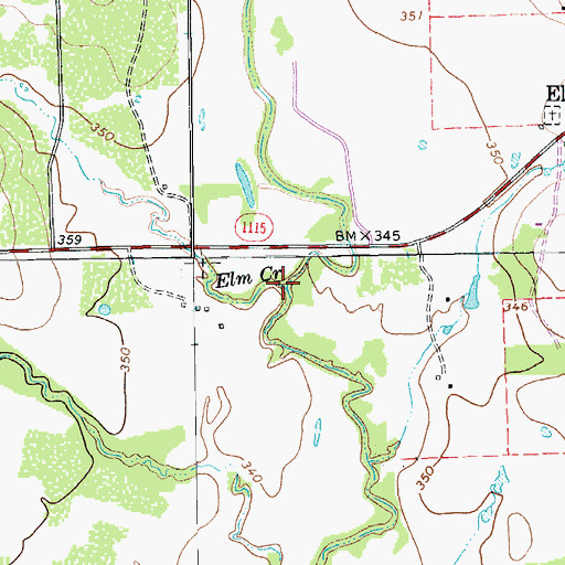 Topographic Map of Elm Creek, TX