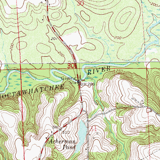 Topographic Map of Prestons Bridge, AL