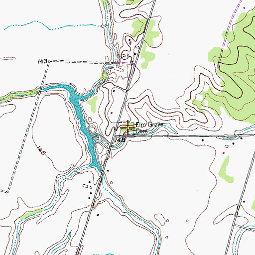 Topographic Map of Elm Grove Cemetery, TX