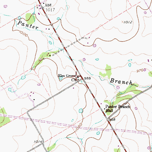 Topographic Map of Elm Grove Church, TX