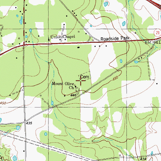 Topographic Map of Elm Grove School, TX