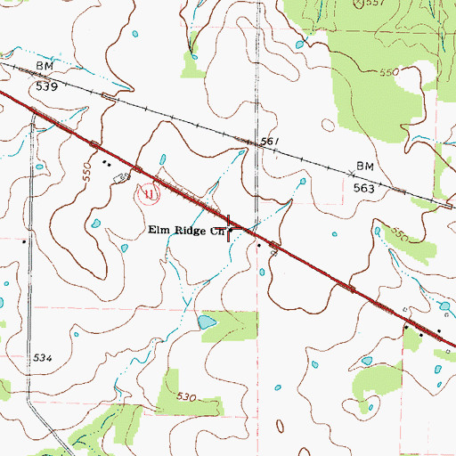 Topographic Map of Elm Ridge Church, TX