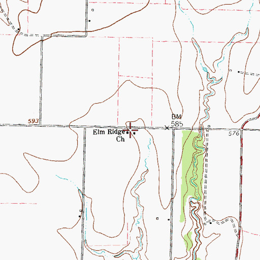 Topographic Map of Elm Ridge Church, TX