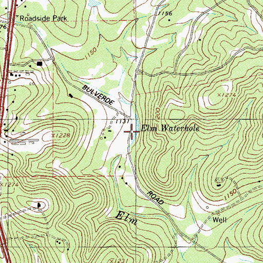 Topographic Map of Elm Waterhole, TX