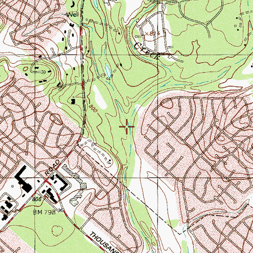 Topographic Map of Elm Waterhole Creek, TX