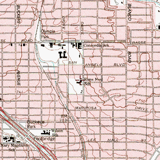 Topographic Map of Elma Neal School, TX
