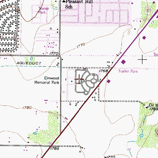 Topographic Map of Elmwood Memorial Park, TX