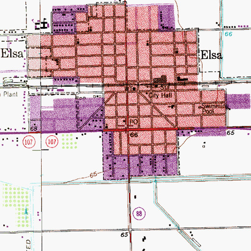 Topographic Map of Elsa, TX