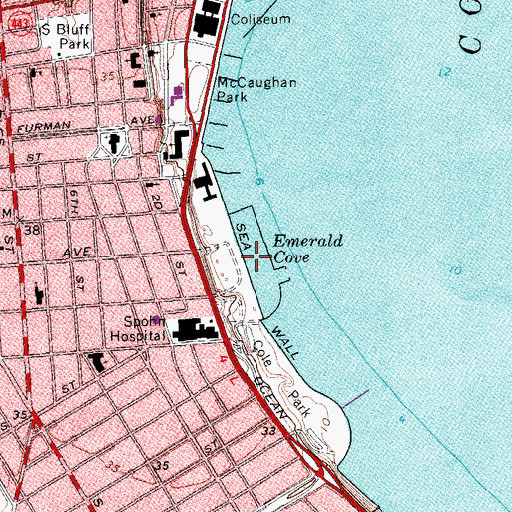 Topographic Map of Emerald Cove, TX