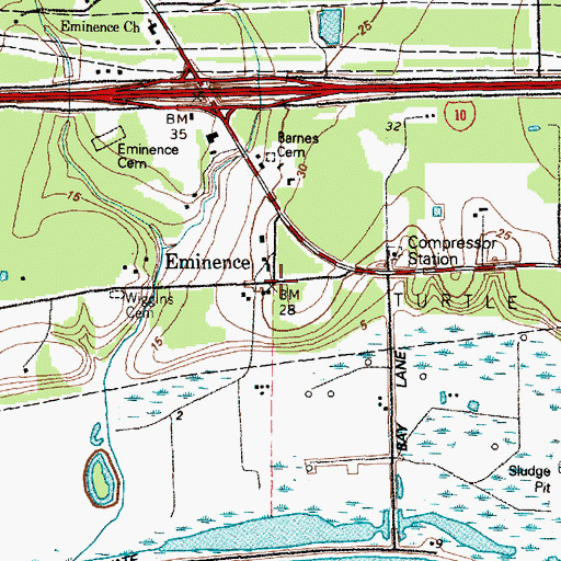 Topographic Map of Eminence, TX