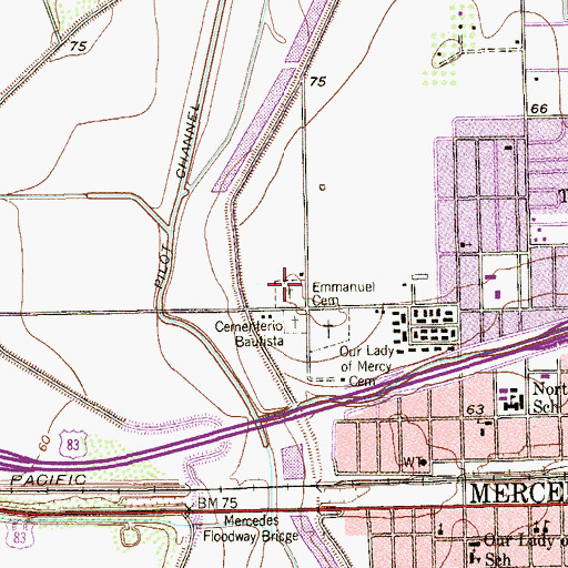 Topographic Map of Emmanuel Cemetery, TX