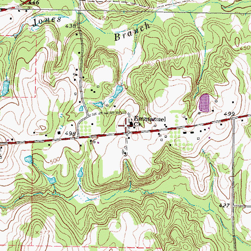 Topographic Map of Emmanuel Church, TX