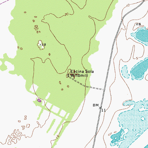 Topographic Map of Encina Sola Windmill, TX