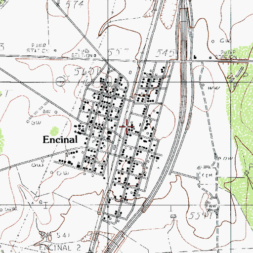 Topographic Map of Encinal, TX
