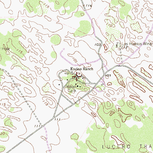 Topographic Map of Encino Ranch, TX