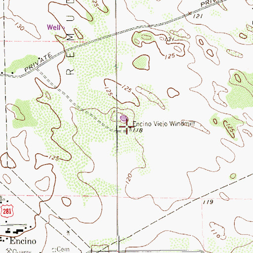 Topographic Map of Encino Viejo Windmill, TX