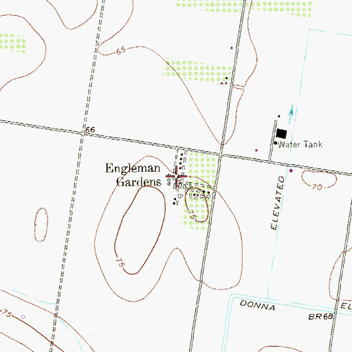 Topographic Map of Engleman Gardens, TX
