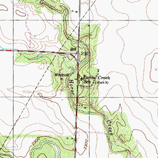Topographic Map of Ennis Creek School, TX
