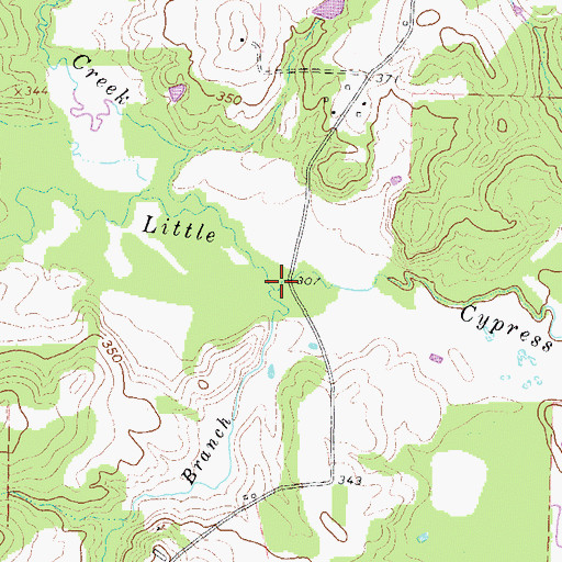 Topographic Map of Enon Branch, TX